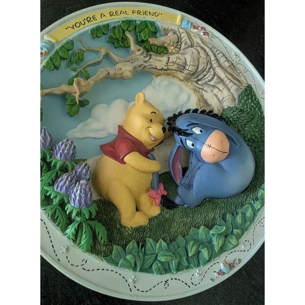 VTG Disney 3D Plate 1995 Winnie The Pooh & Eyeore You're A Real Friend Bradford